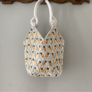 Mirasol bag lemons white beaded embroidered handmade India